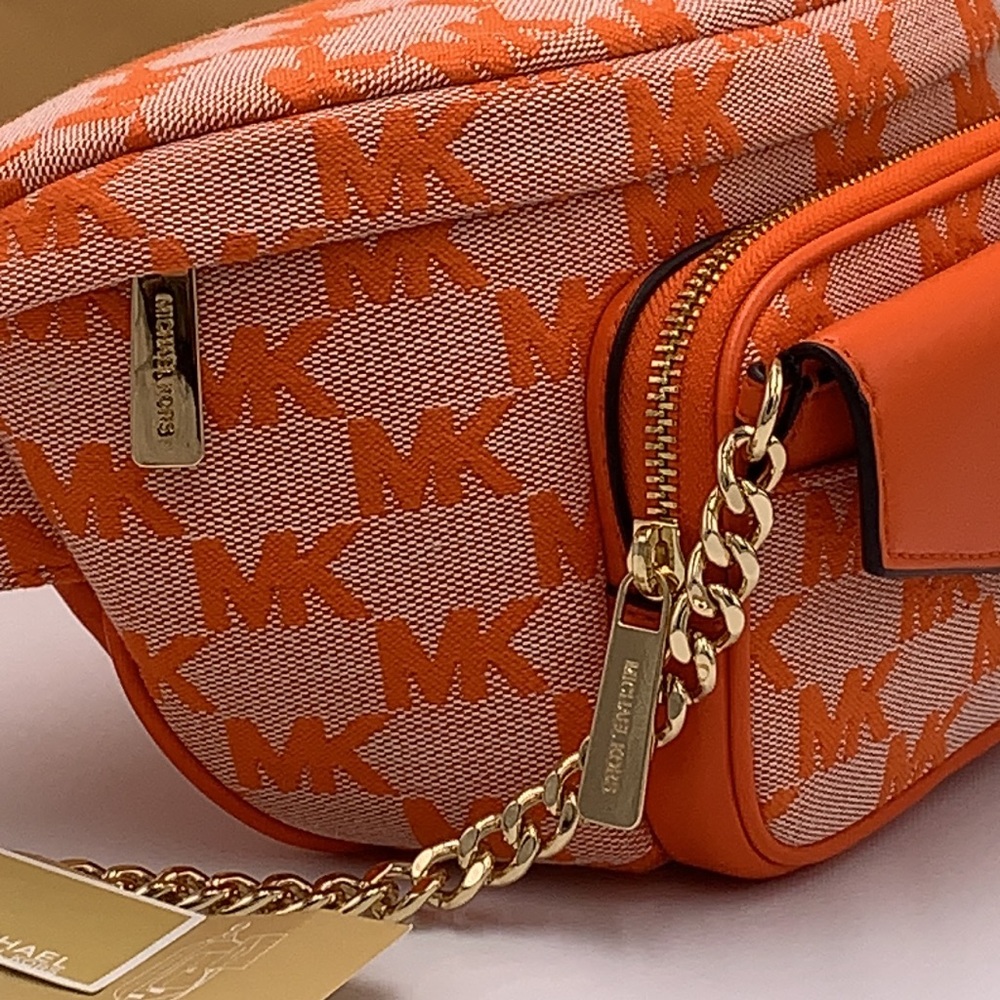 MICHAEL KORS Maisie Large Logo 2-in-1 Sling Waist Fanny Pack Crossbody Poppy NWT - Picture 15 of 16